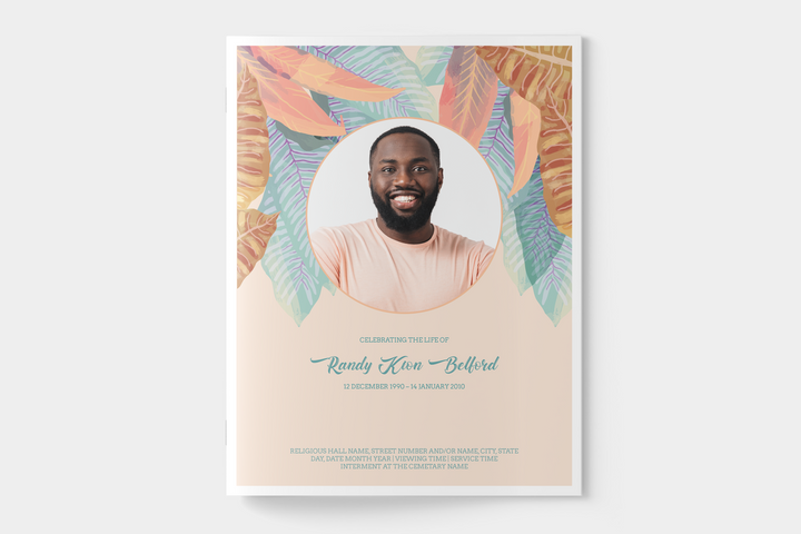 Vibrant Leaf Funeral Program Template 4-Page Large