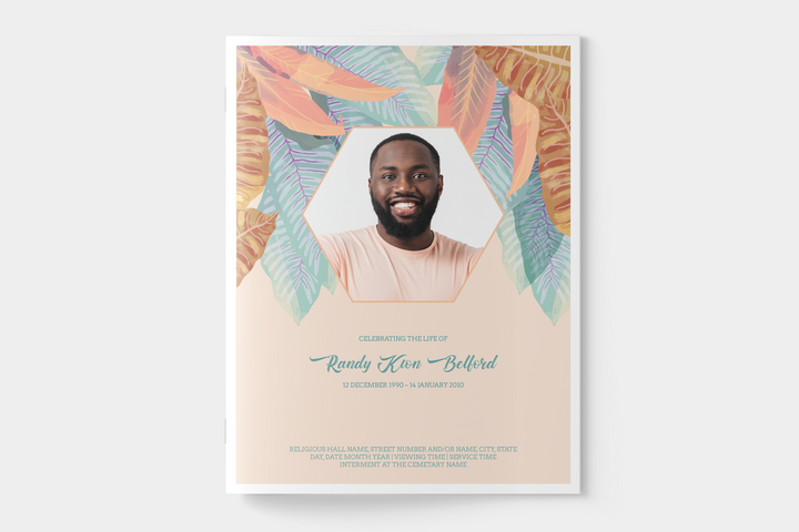 Vibrant Leaf Funeral Program Template 4-Page Large