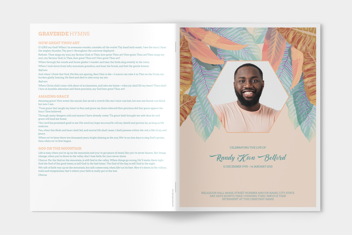 Vibrant Leaf Funeral Program Template 4-Page Large