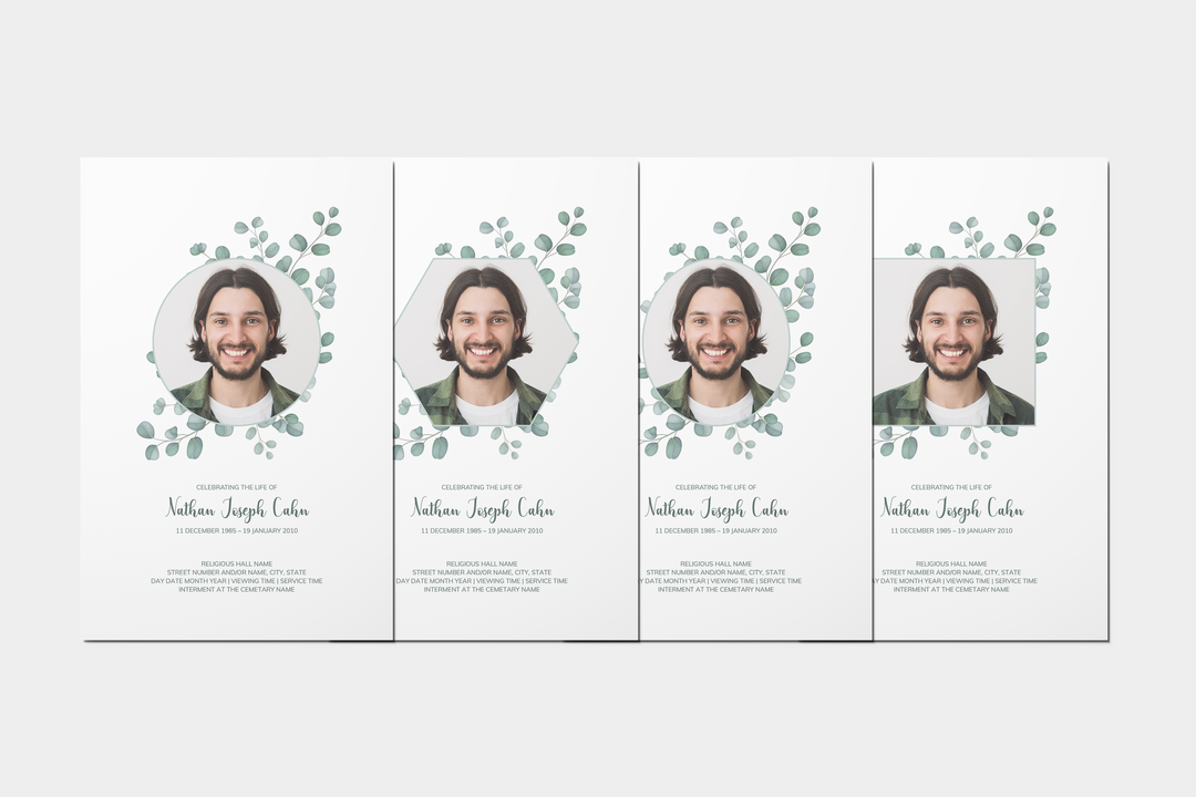 Cree un pequeño programa funerario/conmemorativo personalizado de 8 páginas con nuestra plantilla digital imprimible: honre la memoria de su ser querido con un homenaje reflexivo 1014