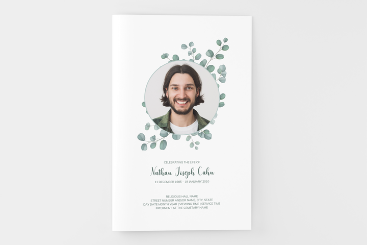 Cree un pequeño programa funerario/conmemorativo personalizado de 8 páginas con nuestra plantilla digital imprimible: honre la memoria de su ser querido con un homenaje reflexivo 1014