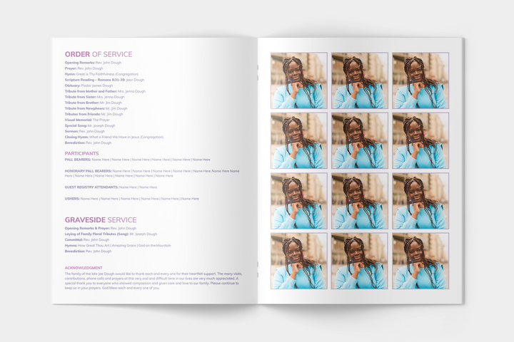 Lush Succulent Essential 4-Piece Funeral Template Bundle | Large 8-Page Program, Slideshow, Invitation, Thank You Card