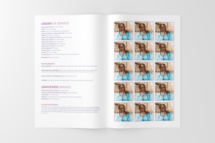 Lush Succulent Deluxe 8-Piece Funeral Template Bundle | Small 4-Page Program, Slideshow, Death Announcement, Invitation, Bookmark Welcome Sign, Share-a-Memory Set, Thank You Card